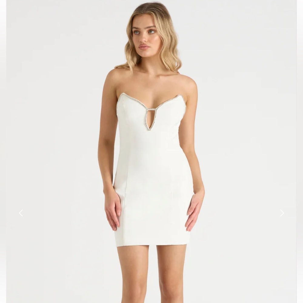 Runaway the label diamond mini dress in white — size small